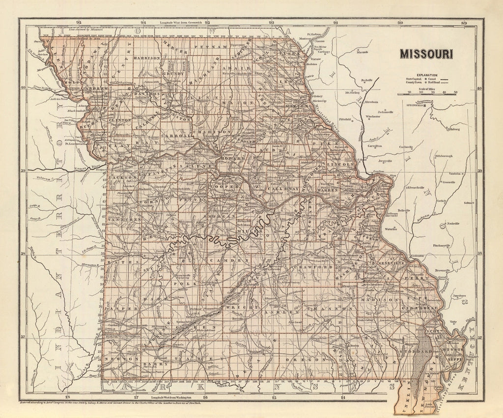 Vintage Map of Missouri 1842
