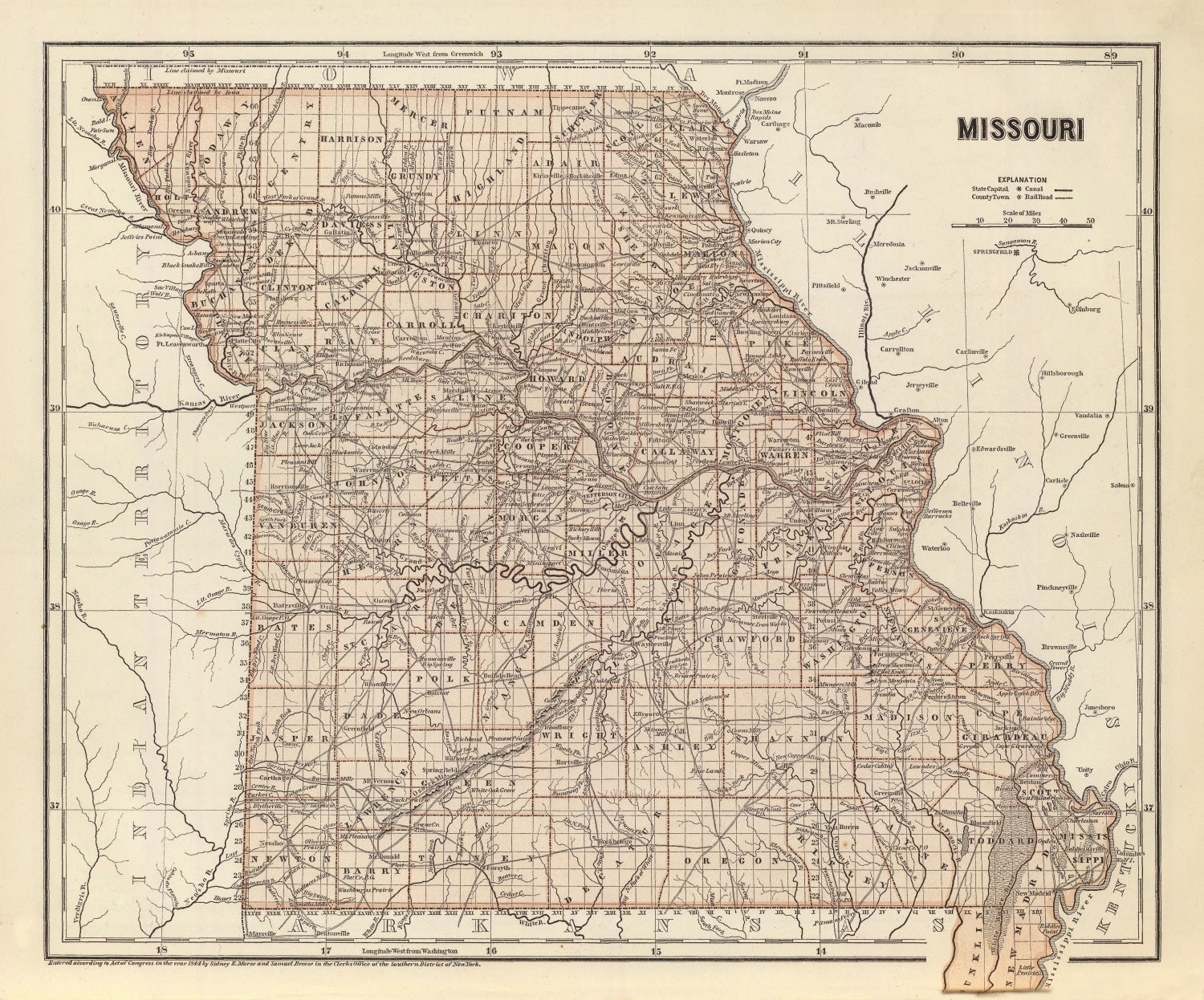 Vintage Map of Missouri 1842
