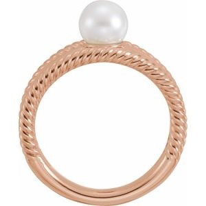 14K Rose Gold Cultured White Freshwater Pearl Negative Space Ring