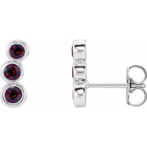 Sterling Silver Natural Mozambique Garnet Ear Climbers