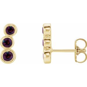 14K Yellow Gold Natural Mozambique Garnet Ear Climbers