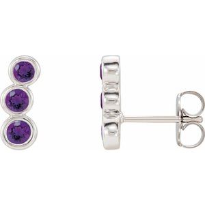14K White Gold Natural Amethyst Ear Climbers