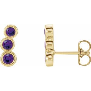 14K Yellow Gold Natural Amethyst Ear Climbers