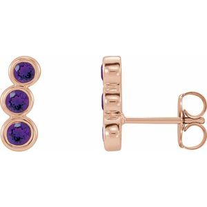 14K Rose Gold Natural Amethyst Ear Climbers