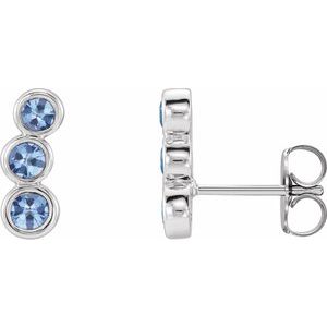 14K White Gold Natural Aquamarine Ear Climbers