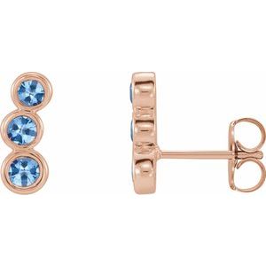 14K Rose Gold Natural Aquamarine Ear Climbers
