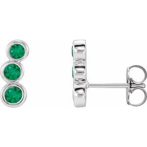 Platinum Natural Emerald Ear Climbers