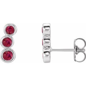14K White Gold Lab-Grown Ruby Ear Climbers