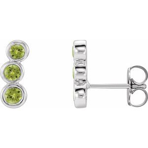 Platinum Natural Peridot Ear Climbers