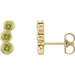 14K Yellow Gold Natural Peridot Ear Climbers