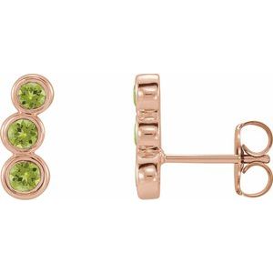 14K Rose Gold Natural Peridot Ear Climbers