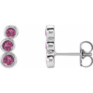 Platinum Natural Pink Tourmaline Ear Climbers