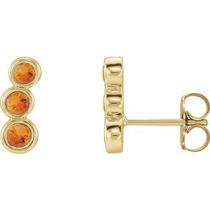 14K Yellow Gold Natural Citrine Ear Climbers