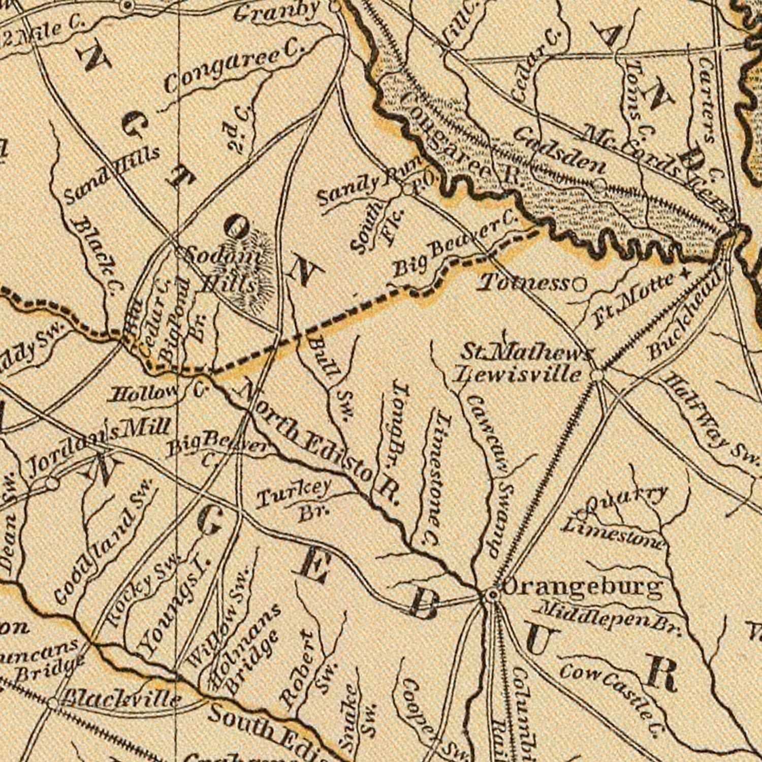 Vintage Map of South Carolina 1842