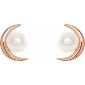 14K Rose Gold Cultured Freshwater Pearl Earrings