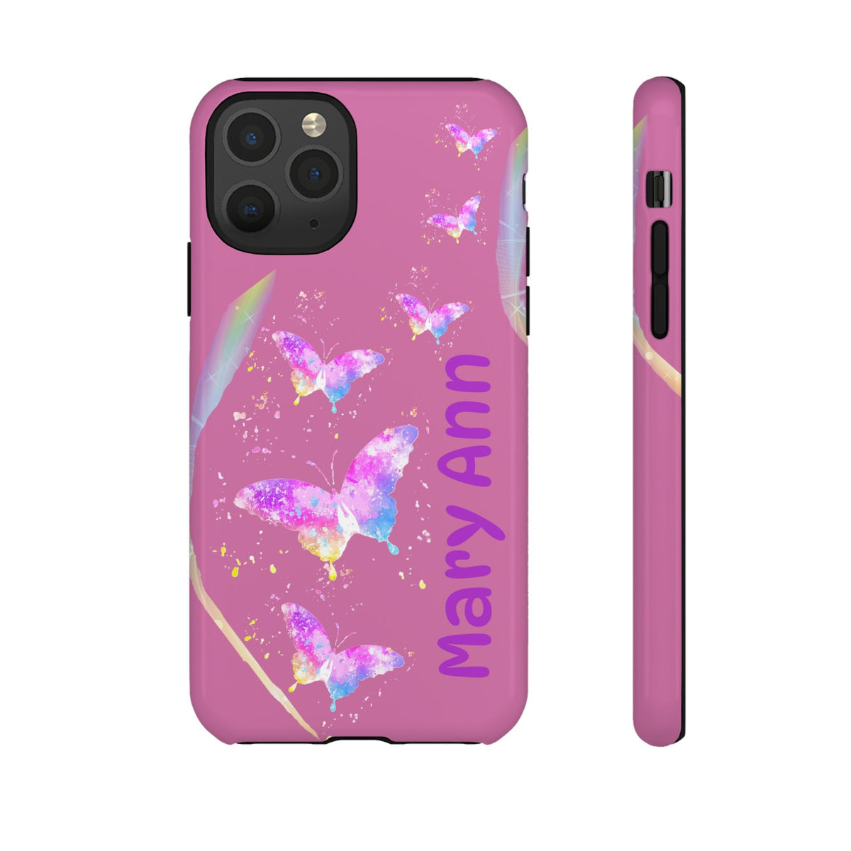 Personalized Butterfly Phone Case, Floral Phone Cover, Customizable Phone Case, Gift for Her, Pastel Decor