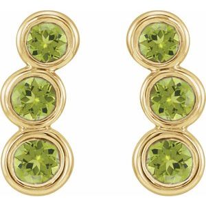 14K Yellow Gold Natural Peridot Ear Climbers – image 2