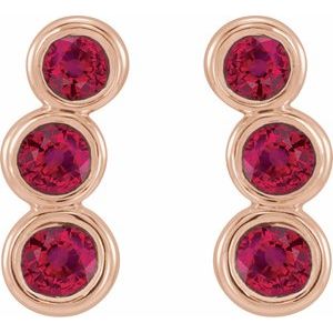 14K Rose Gold Natural Ruby Ear Climbers – image 2