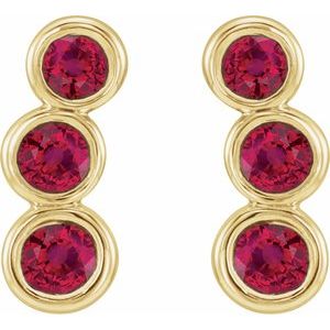 14K Yellow Gold Natural Ruby Ear Climbers – image 2