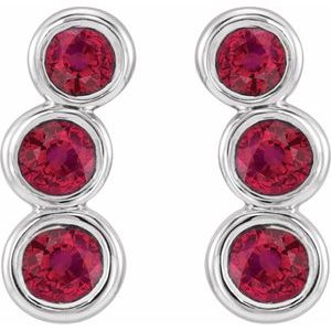 14K White Gold Natural Ruby Ear Climbers – image 2