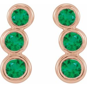 14K Rose Gold Natural Emerald Ear Climbers – image 2