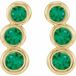 14K Yellow Gold Natural Emerald Ear Climbers – image 2