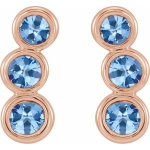 14K Rose Gold Natural Aquamarine Ear Climbers – image 2