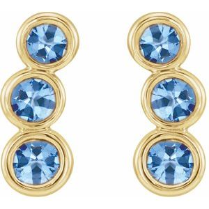 14K Yellow Gold Natural Aquamarine Ear Climbers – image 2