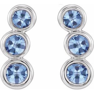 14K White Gold Natural Aquamarine Ear Climbers – image 2