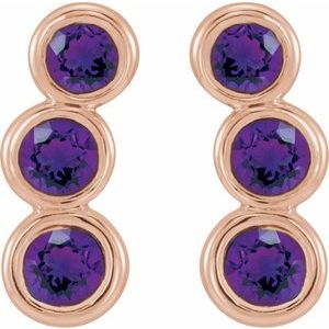 14K Rose Gold Natural Amethyst Ear Climbers – image 2