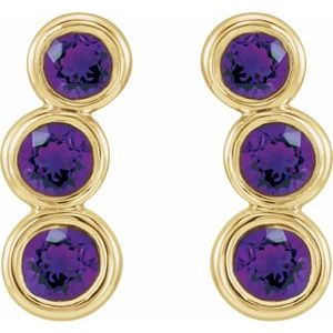 14K Yellow Gold Natural Amethyst Ear Climbers – image 2