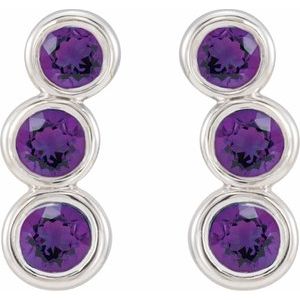 Platinum Natural Amethyst Ear Climbers – image 2
