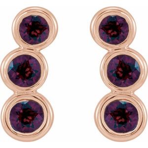 14K Rose Gold Natural Mozambique Garnet Ear Climbers – image 2