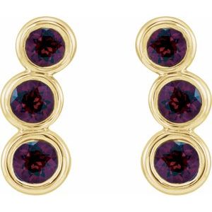 14K Yellow Gold Natural Mozambique Garnet Ear Climbers – image 2