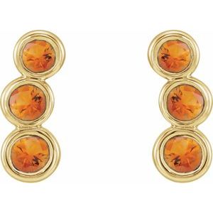 14K Yellow Gold Natural Citrine Ear Climbers – image 2