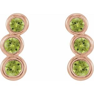 14K Rose Gold Natural Peridot Ear Climbers – image 2