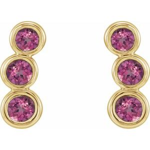 14K Yellow Gold Natural Pink Tourmaline Ear Climbers – image 2