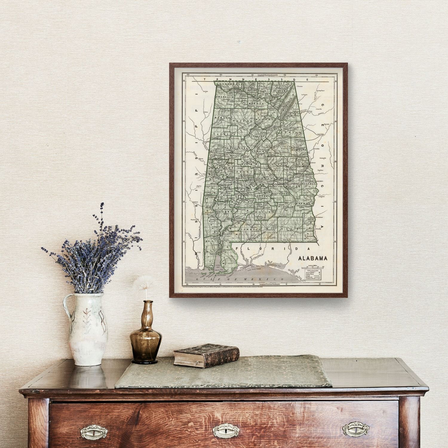 Vintage Map of Alabama 1842