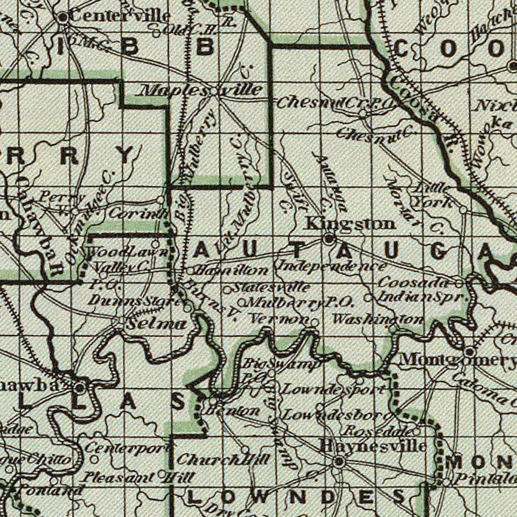 Vintage Map of Alabama 1842