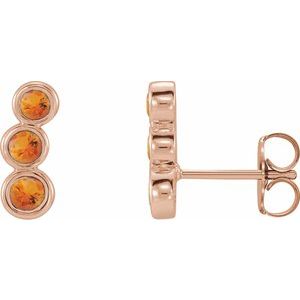 14K Rose Gold Natural Citrine Ear Climbers