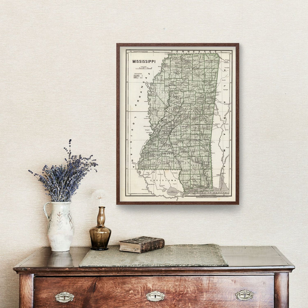 Vintage Map of Mississippi 1842