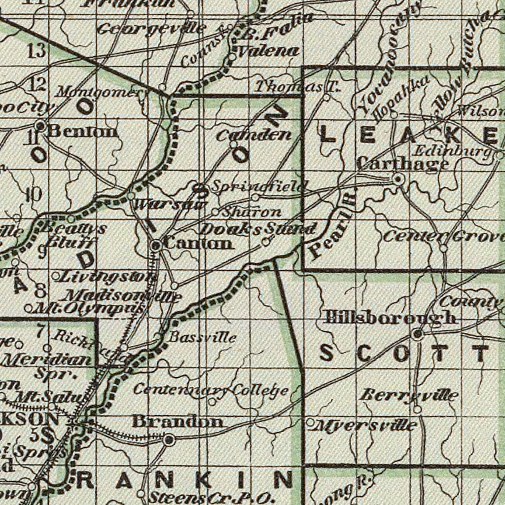 Vintage Map of Mississippi 1842