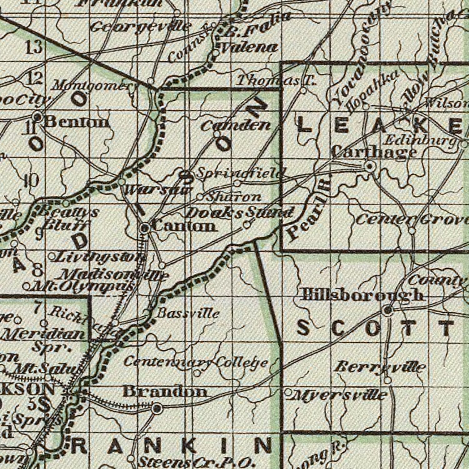 Vintage Map of Mississippi 1842