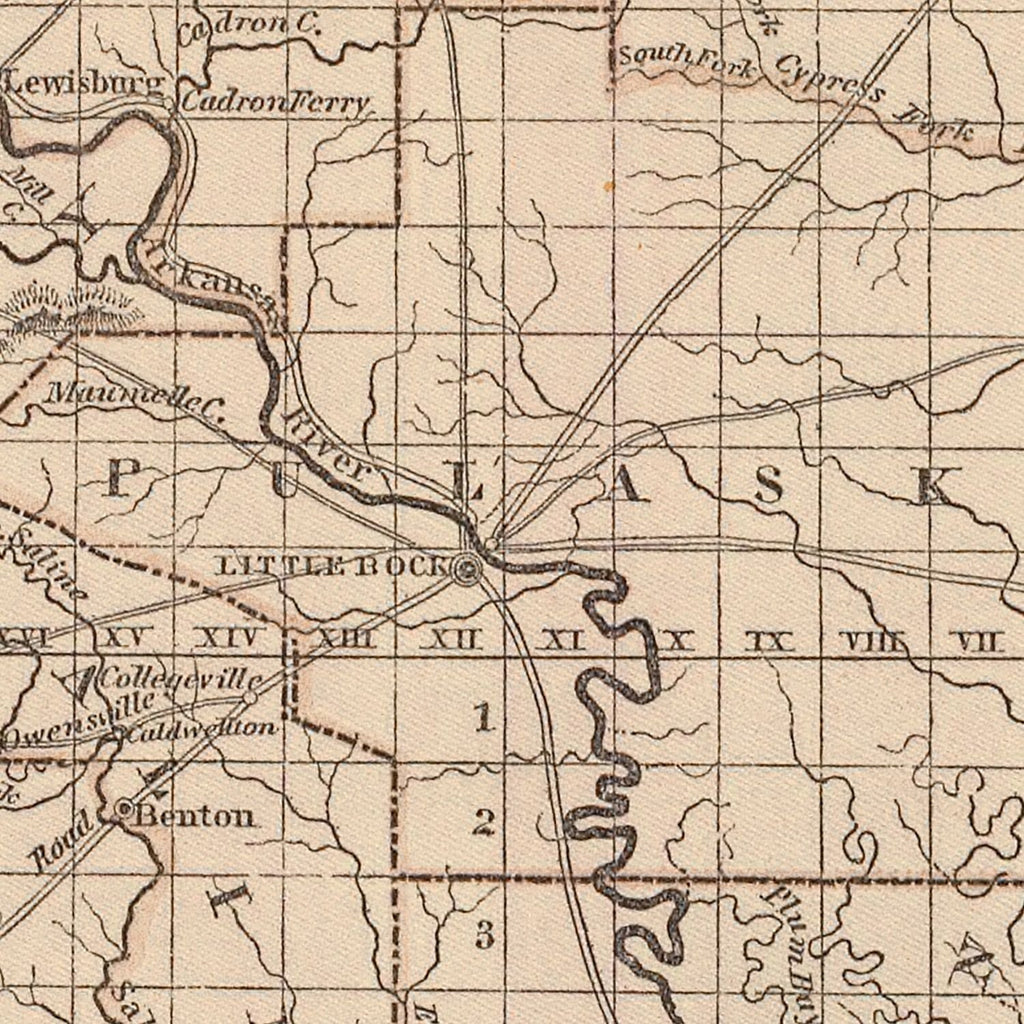 Vintage Map of Arkansas 1842