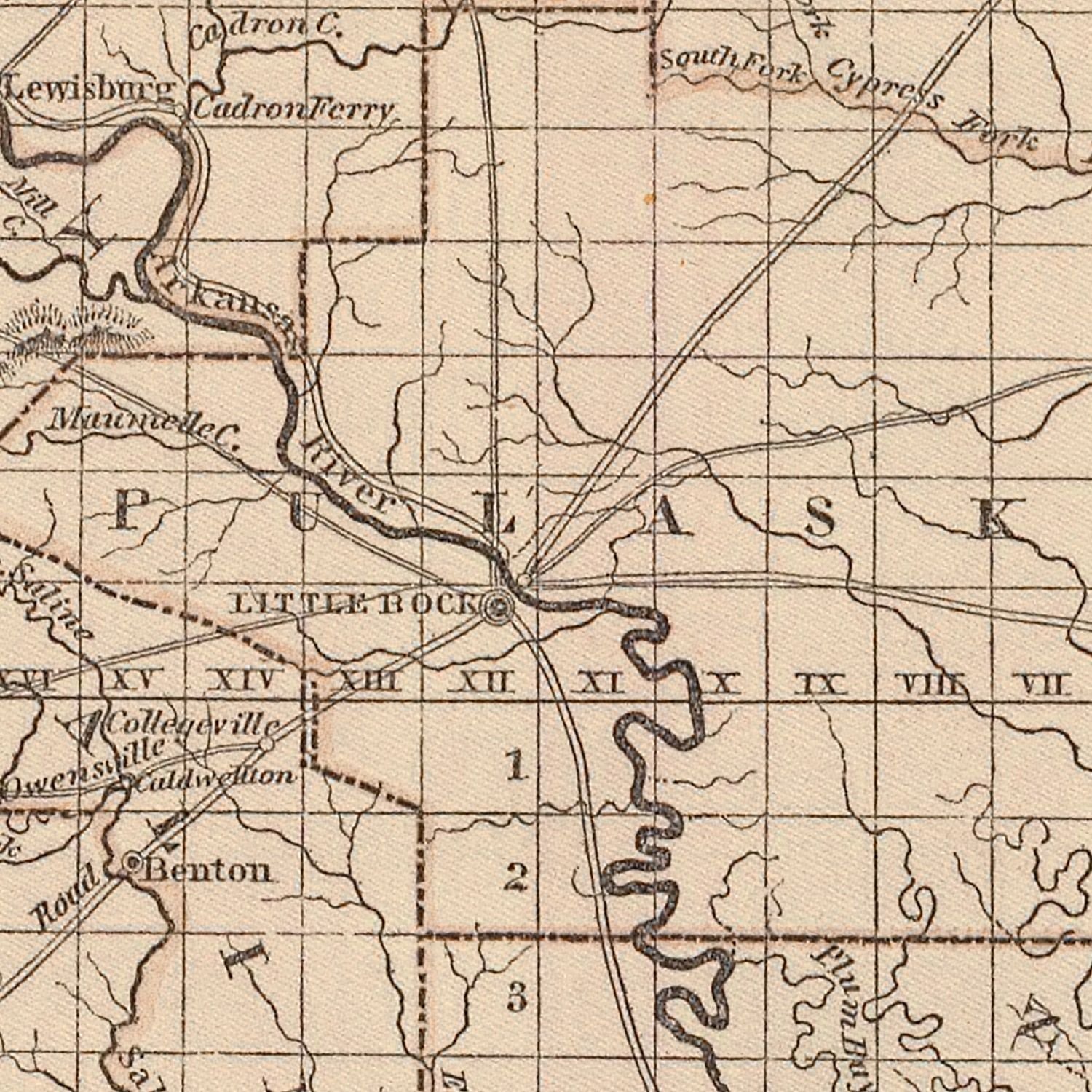 Vintage Map of Arkansas 1842