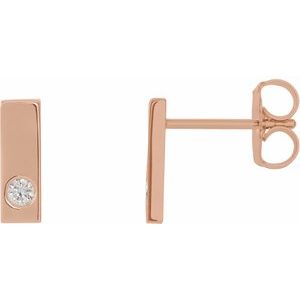 14K Rose Gold .06 CTW Natural Diamond Bar Earrings