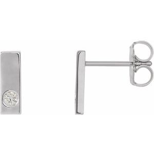 14K White Gold .06 CTW Natural Diamond Bar Earrings