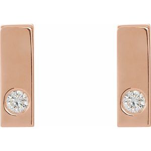 14K Rose Gold .03 CTW Natural Diamond Bar Earring – image 2