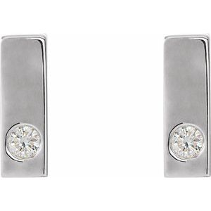 14K White Gold .06 CTW Natural Diamond Bar Earrings – image 2