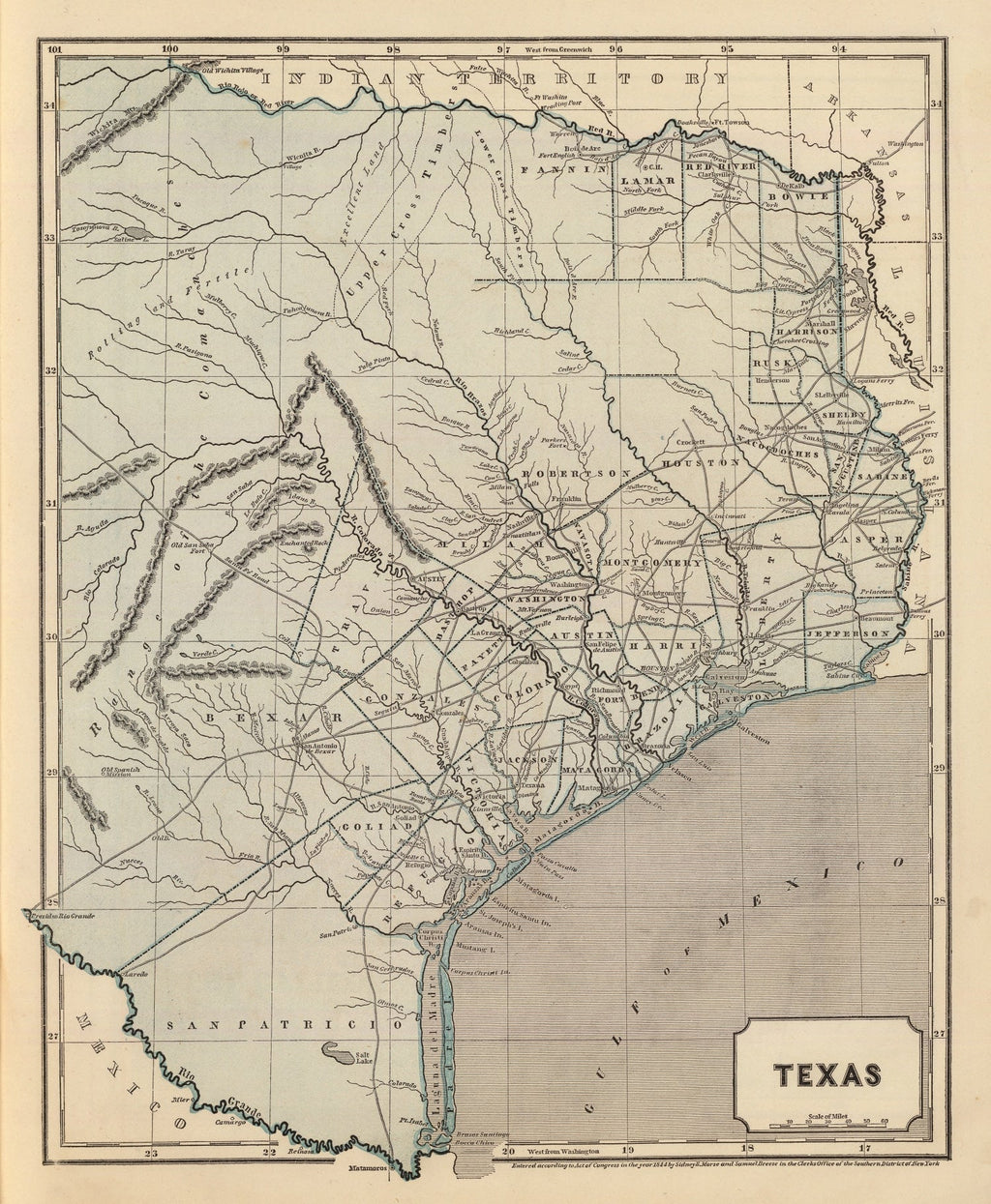 Vintage Map of Texas 1842